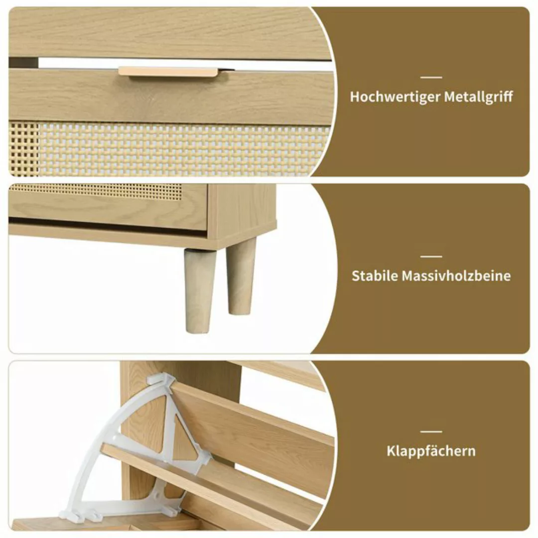 OKWISH Schuhschrank aus Rattan (Maße: 100 x 25 x 90 cm) mit Metallgriffen u günstig online kaufen