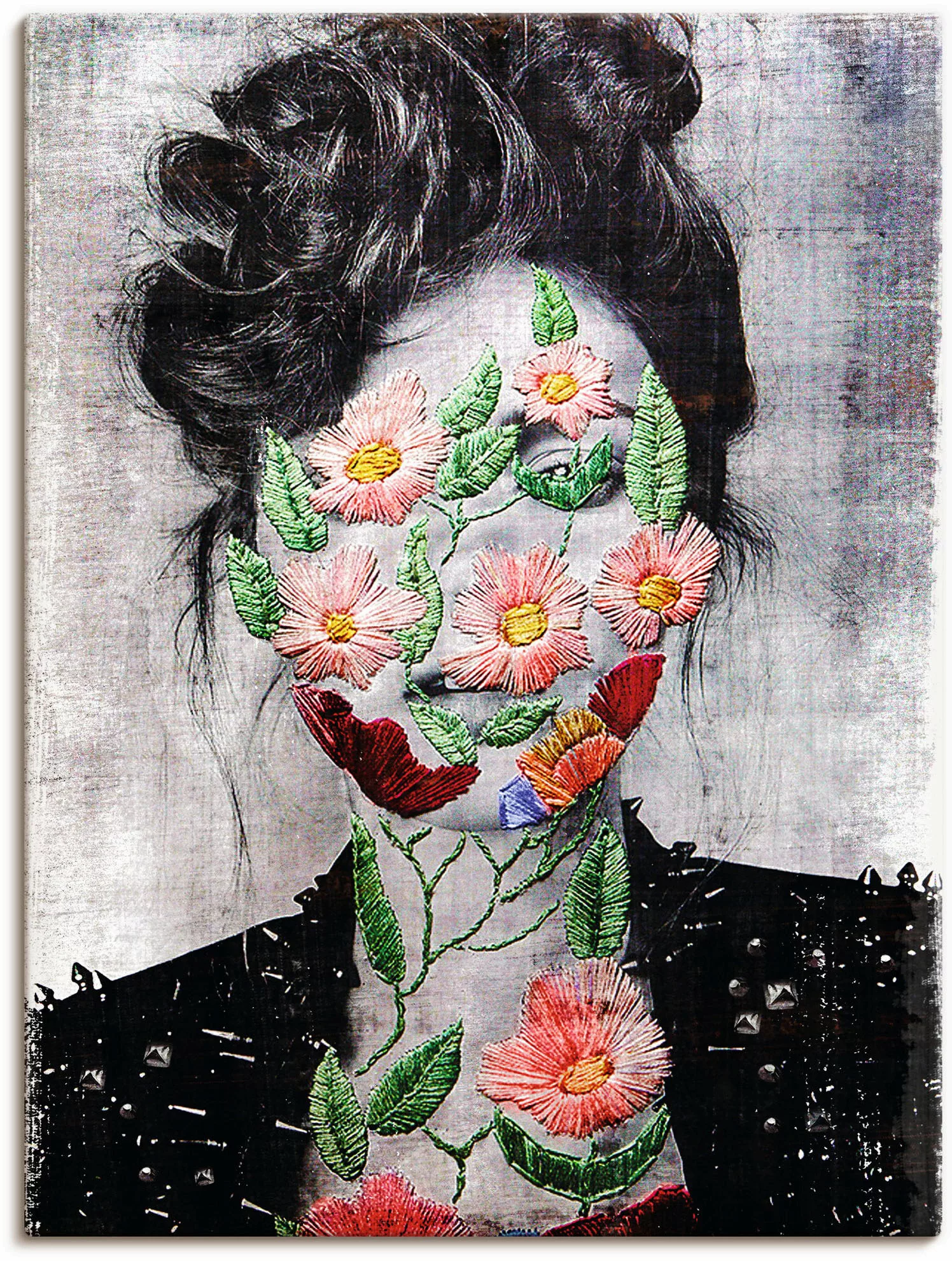 Artland Leinwandbild »Flower Face«, Portrait, (1 St.), auf Keilrahmen gespa günstig online kaufen