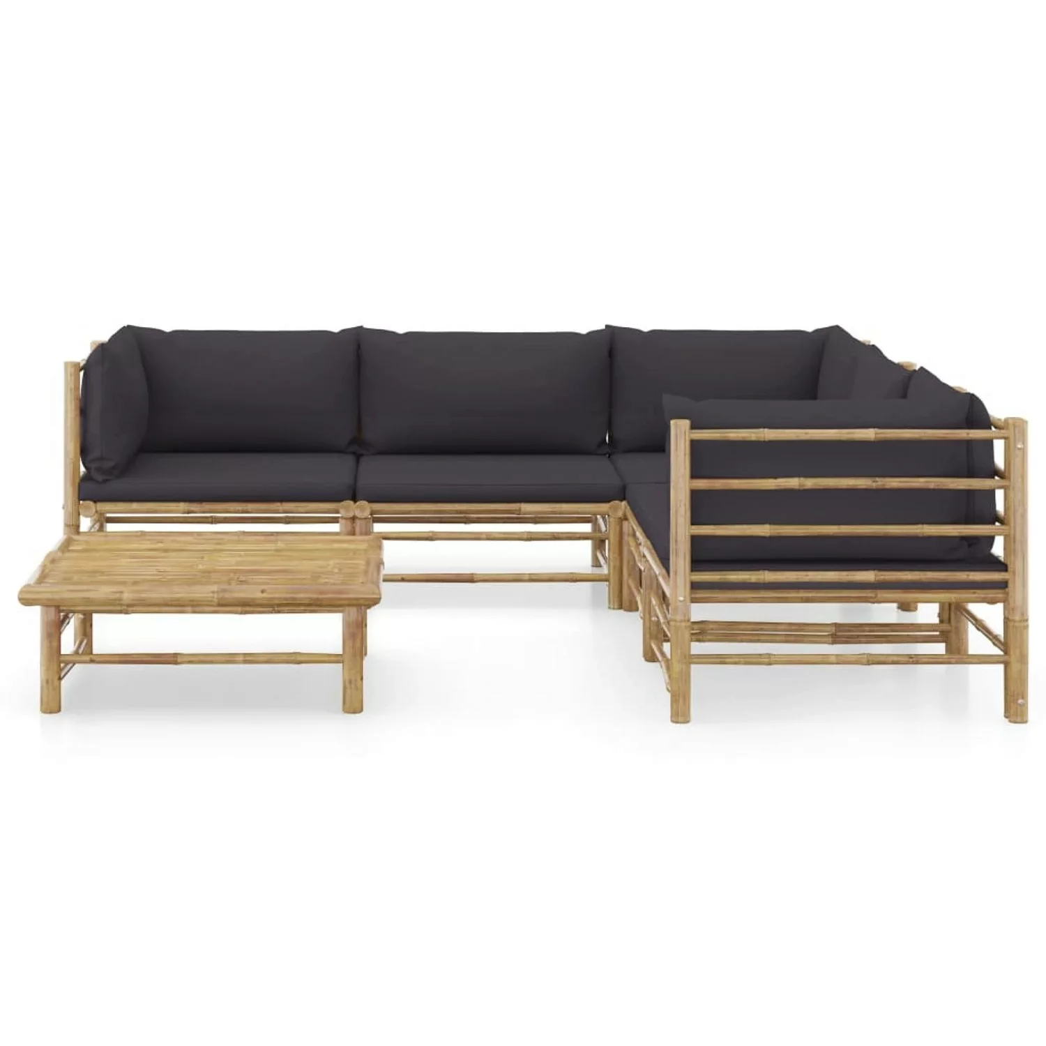 vidaXL 6-tlg Garten-Lounge-Set mit Dunkelgrauen Kissen Bambus Modell 8 günstig online kaufen