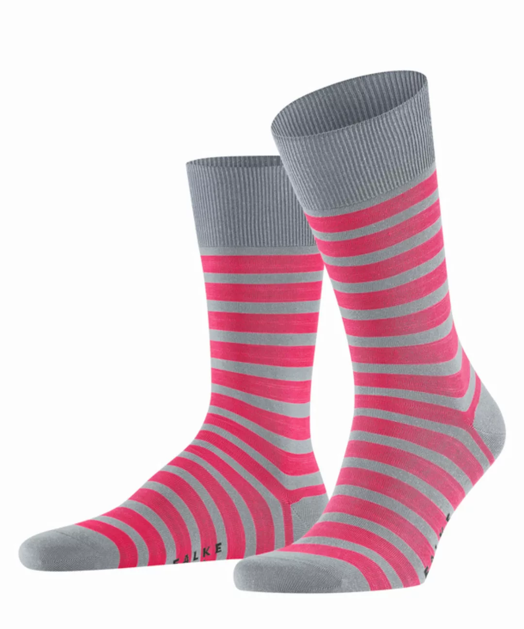 FALKE Even Stripe Herren Socken, 39-42, Grau, Streifen, Baumwolle, 13326-31 günstig online kaufen