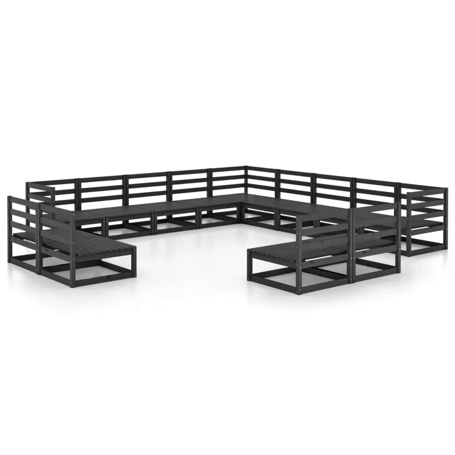 vidaXL 13-tlg Garten-Lounge-Set Schwarz Massivholz Kiefer Modell 3 günstig online kaufen