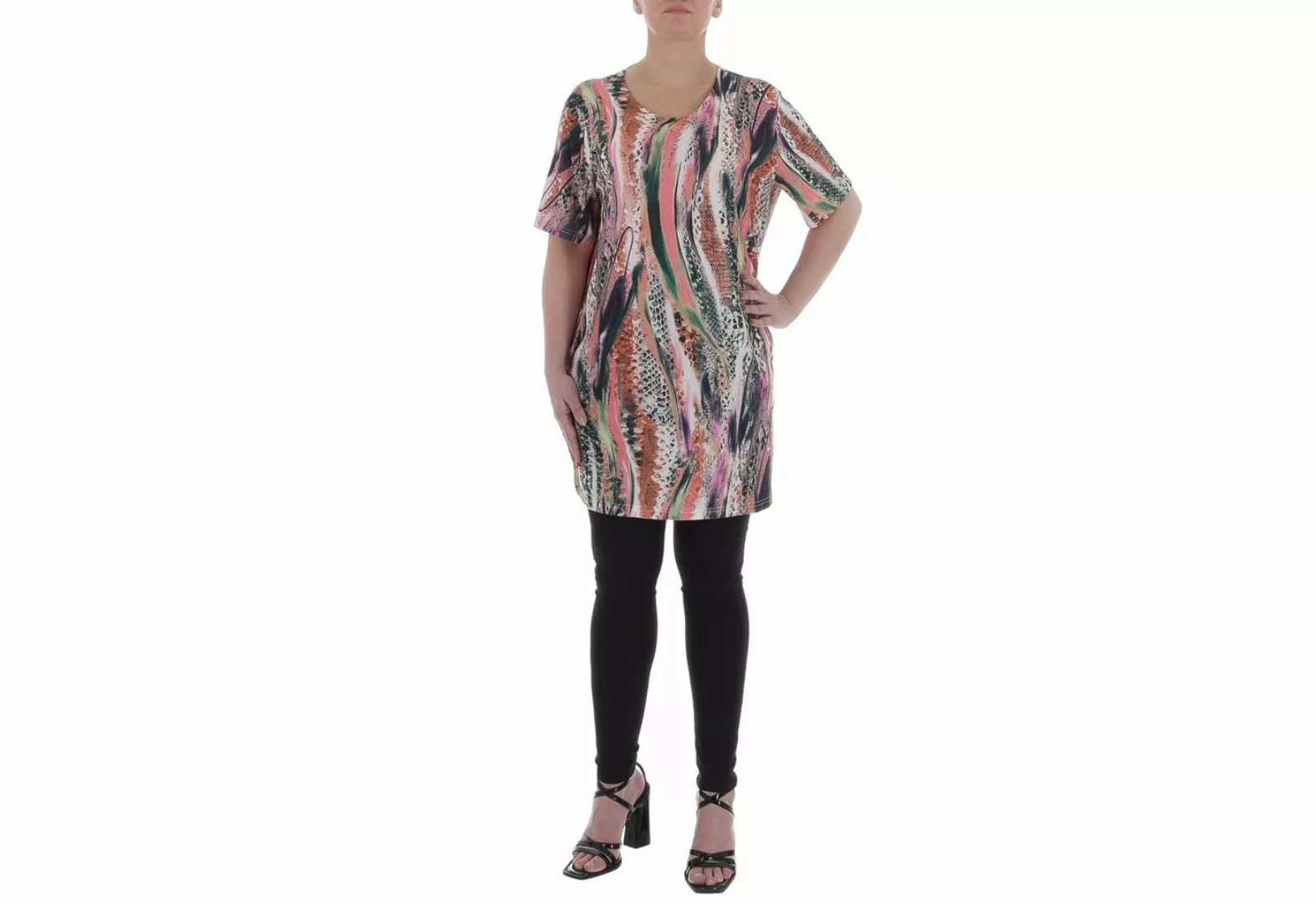 Ital-Design Tunikashirt Damen Freizeit Animal Print Top & Shirt in Rosa günstig online kaufen