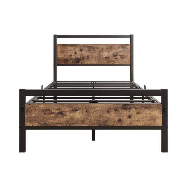 WISHDOR Metallbett Einzelbett Jugendbett (90 x 200 cm Schwarz), mit Kopftei günstig online kaufen