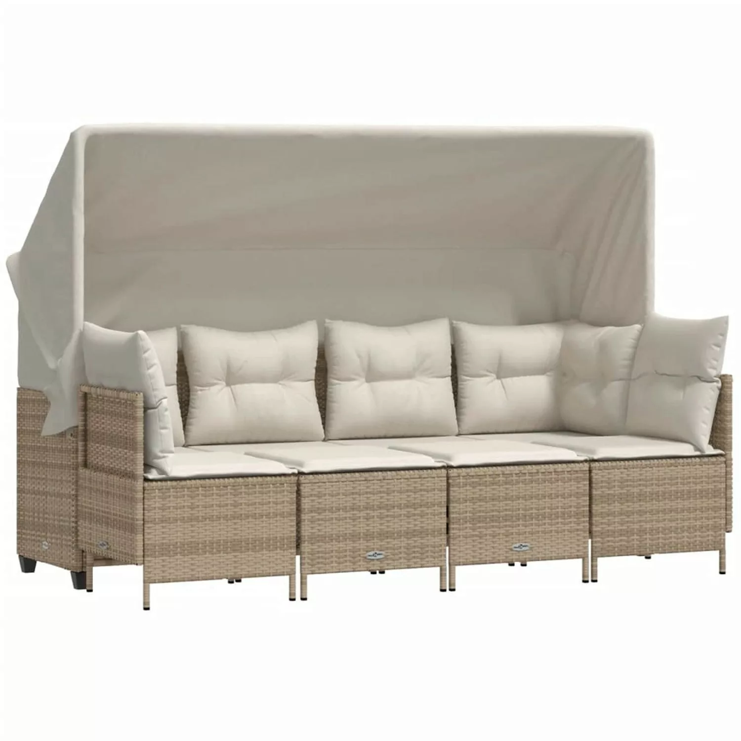 vidaXL 5-tlg Garten-Sofagarnitur mit Kissen Beige Poly Rattan Modell 189 günstig online kaufen