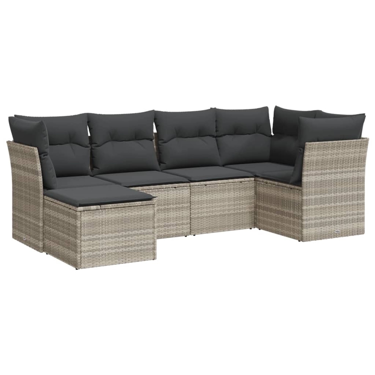 vidaXL 6-Tlg Garten-Sofagarnitur mit Kissen Hellgrau Poly Rattan 3249791 günstig online kaufen