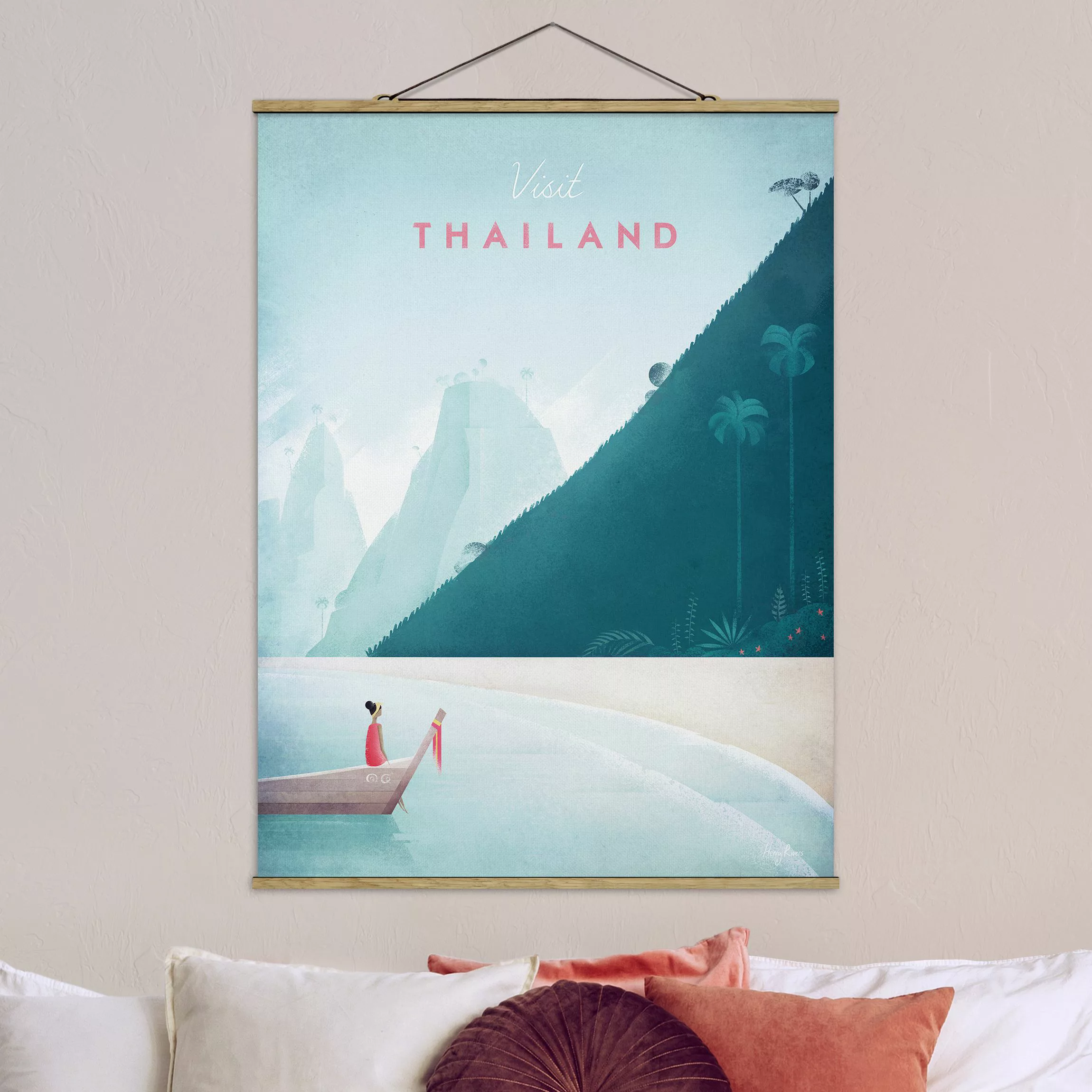 Stoffbild mit Posterleisten - Hochformat Reiseposter - Thailand günstig online kaufen