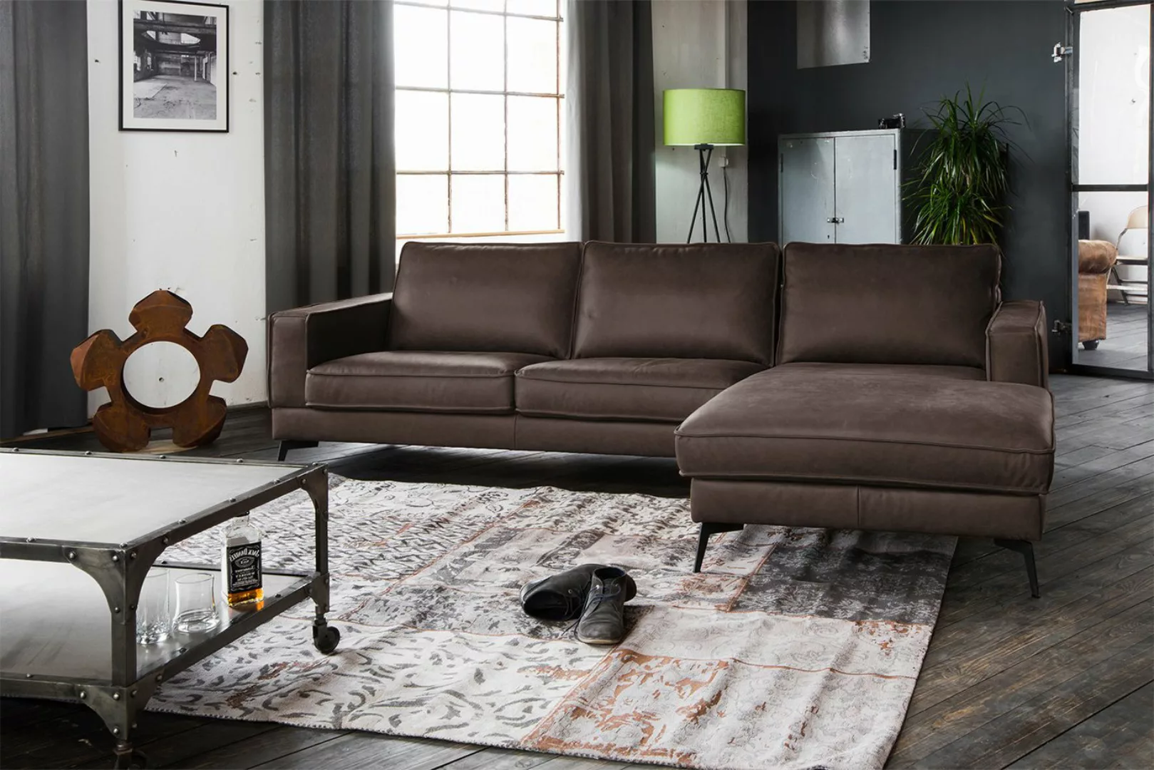 KAWOLA Ecksofa BLOOM, Leder Recamiere rechts od. links versch. Farben günstig online kaufen