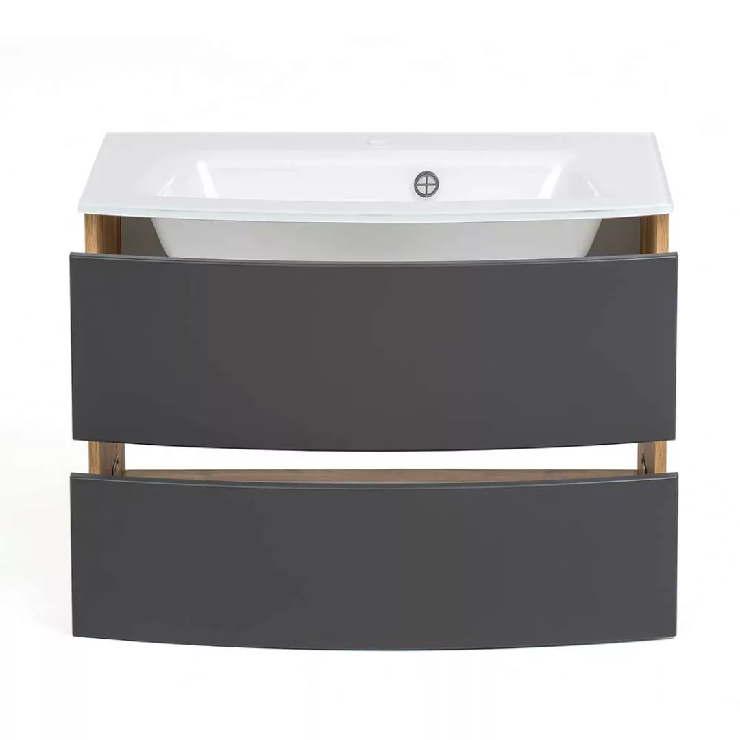 Waschtischschrank in Grau und Wildeiche Optik 80 cm breit günstig online kaufen
