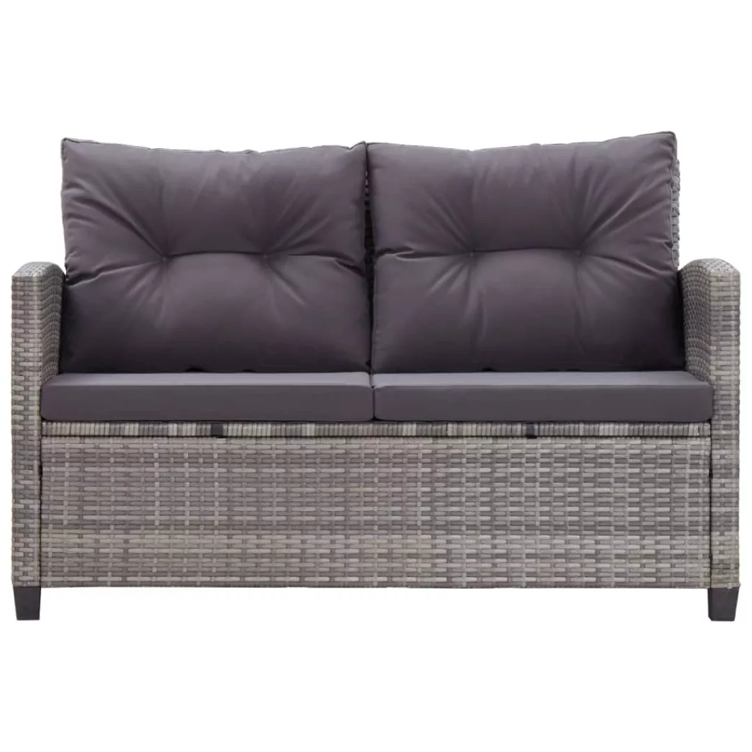 2-sitzer-gartensofa Mit Kissen Grau 124 Cm Poly Rattan günstig online kaufen