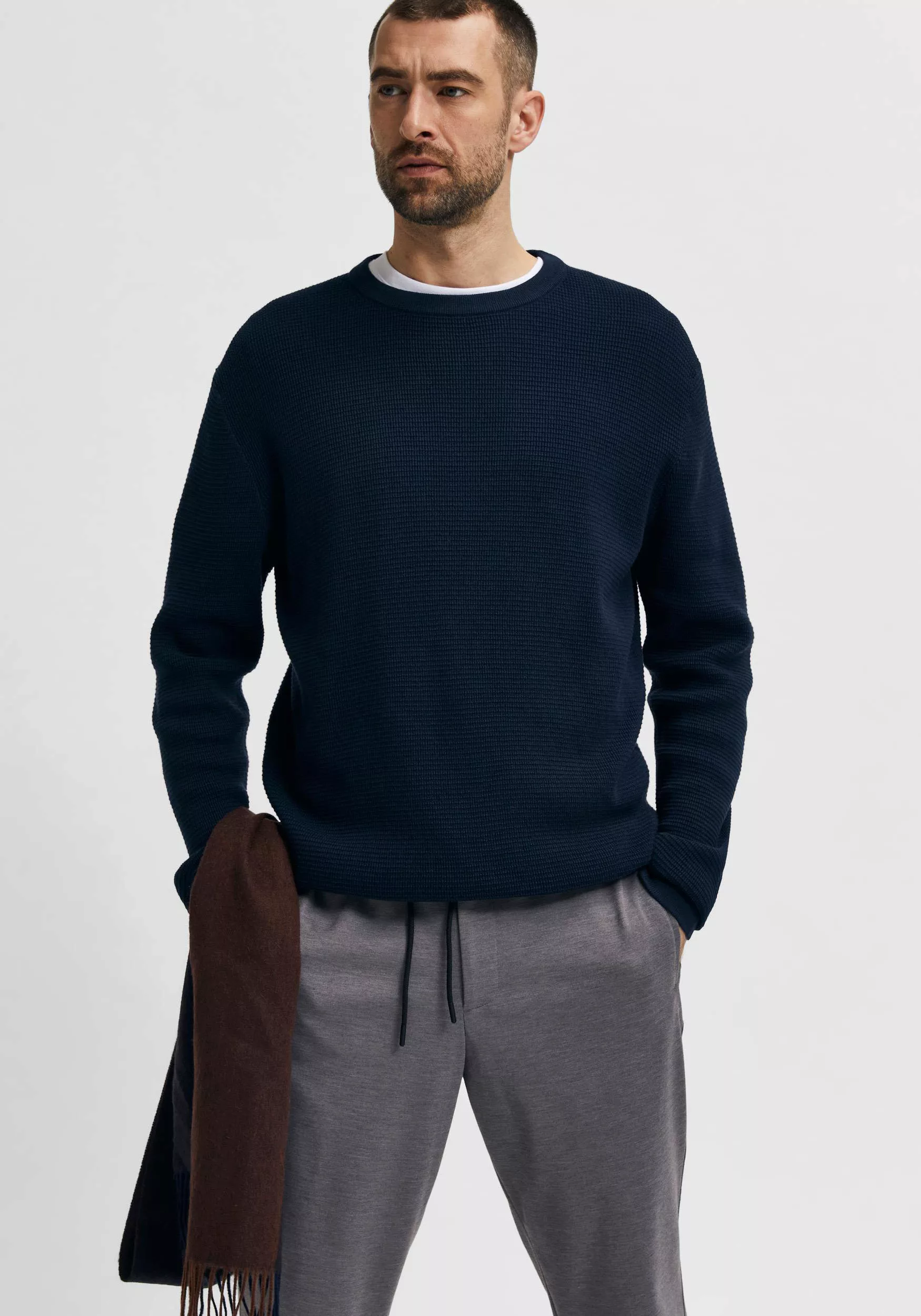 SELECTED HOMME Rundhalspullover ROCKS KNIT CREW NECK günstig online kaufen