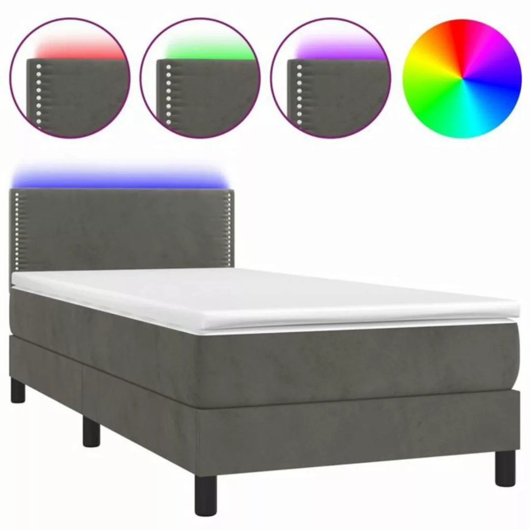 vidaXL Boxspringbett Boxspringbett mit Matratze LED Dunkelgrau 90x200 cm Sa günstig online kaufen