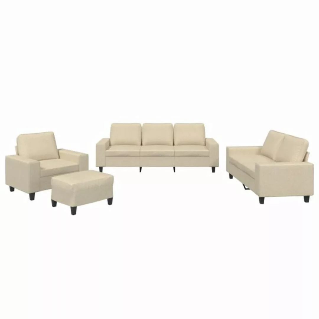 vidaXL Sofa 4-tlg. Sofagarnitur Creme Stoff günstig online kaufen