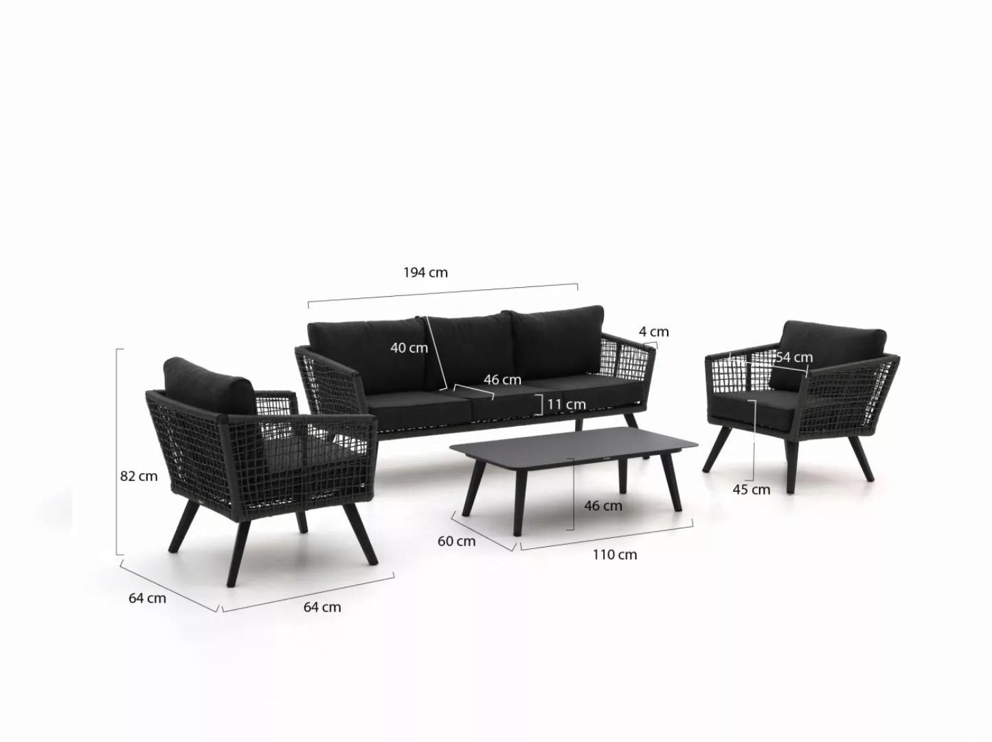 Manifesto Terenzo Sessel-Sofa Lounge-Set 4-teilig günstig online kaufen