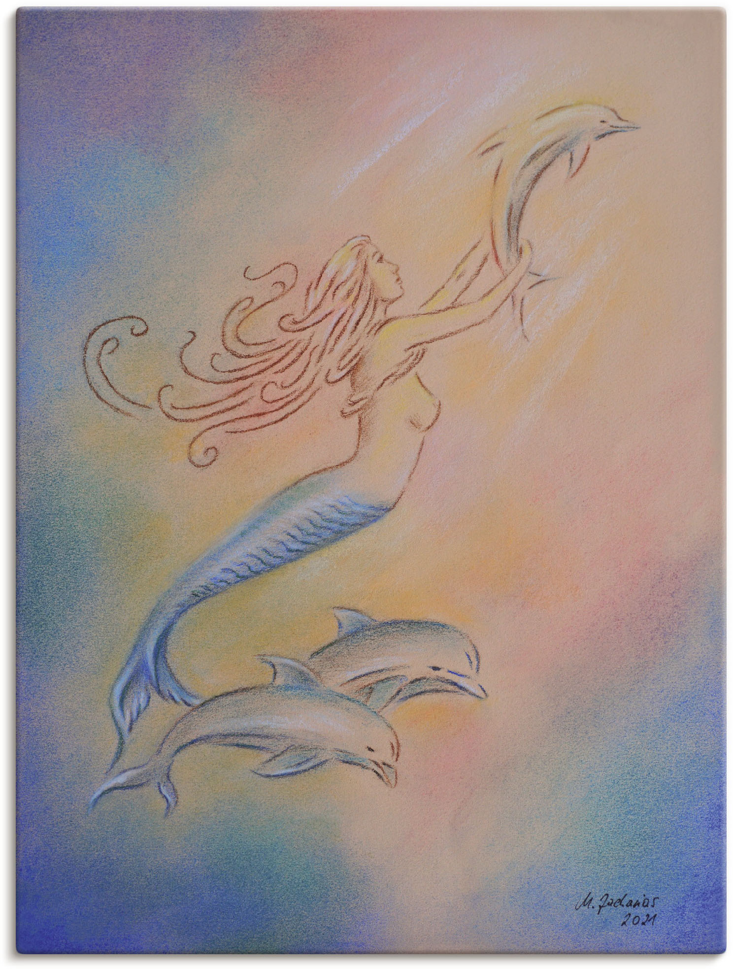 Artland Leinwandbild "Delphine Engel", klassische Fantasie, (1 St.), auf Ke günstig online kaufen
