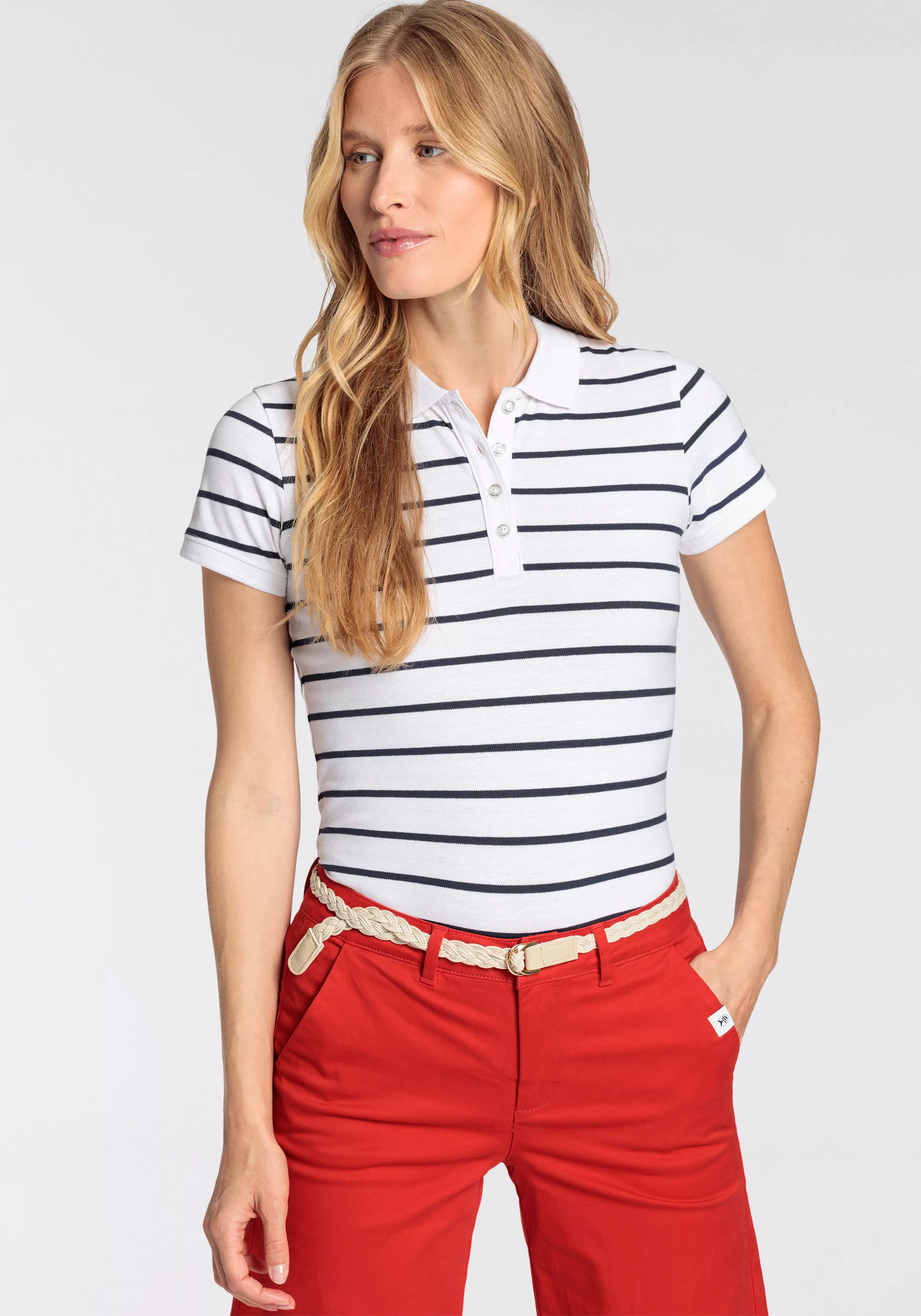DELMAO Poloshirt, mit garngefärbten Streifen günstig online kaufen
