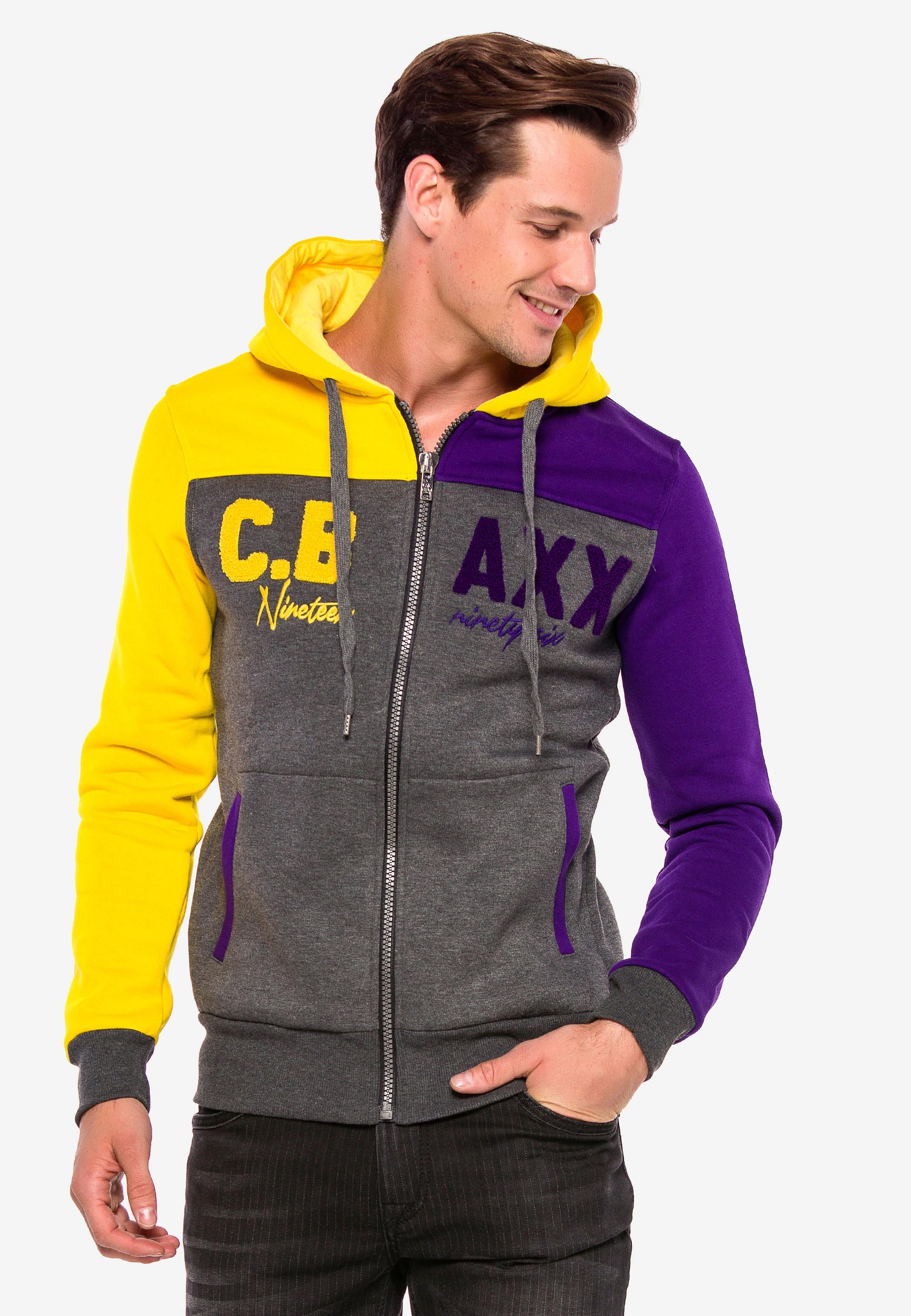 Cipo & Baxx Sweatjacke, im Color-Blocking-Style günstig online kaufen