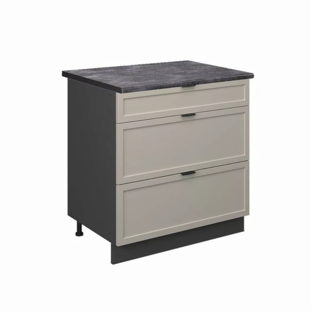 Vicco Unterschrank Fame-Line, GrauBeige/Anthrazit, 80 cm mit 3 Schubladen, günstig online kaufen