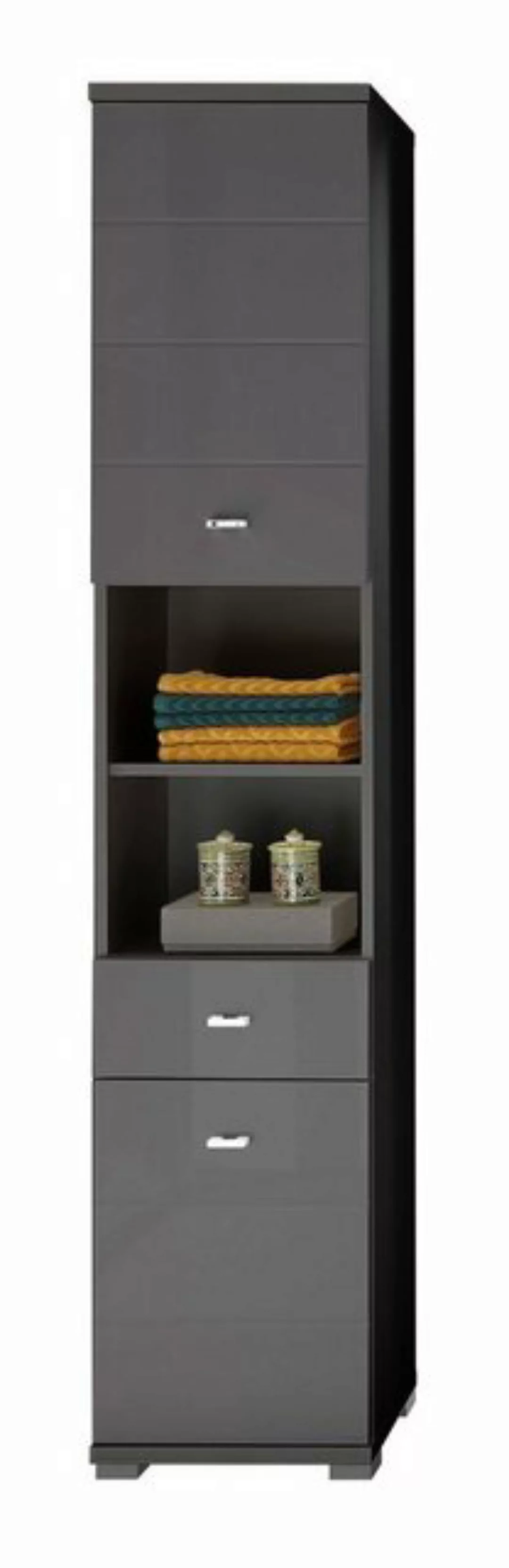 Badezimmerspiegelschrank Hochschrank, PAT, Schwarz, B 38 cm, T 30 cm günstig online kaufen