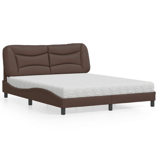 vidaXL Bett Bett mit Matratze Braun 160x200 cm Kunstleder günstig online kaufen