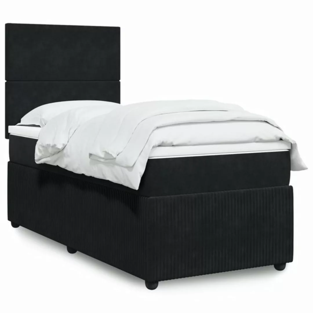 vidaXL Boxspringbett, Boxspringbett mit Matratze Schwarz 80x200 cm Samt günstig online kaufen