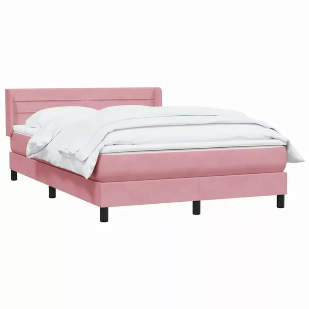 vidaXL Bett Boxspringbett mit Matratze Rosa 140x210 cm Samt günstig online kaufen