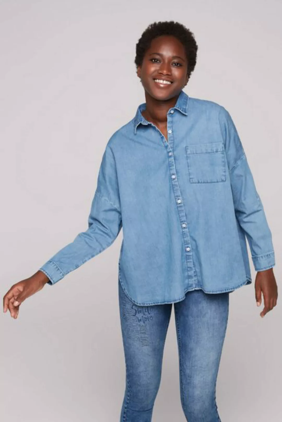 SOCCX Jeansbluse im Turn-Up-Look günstig online kaufen