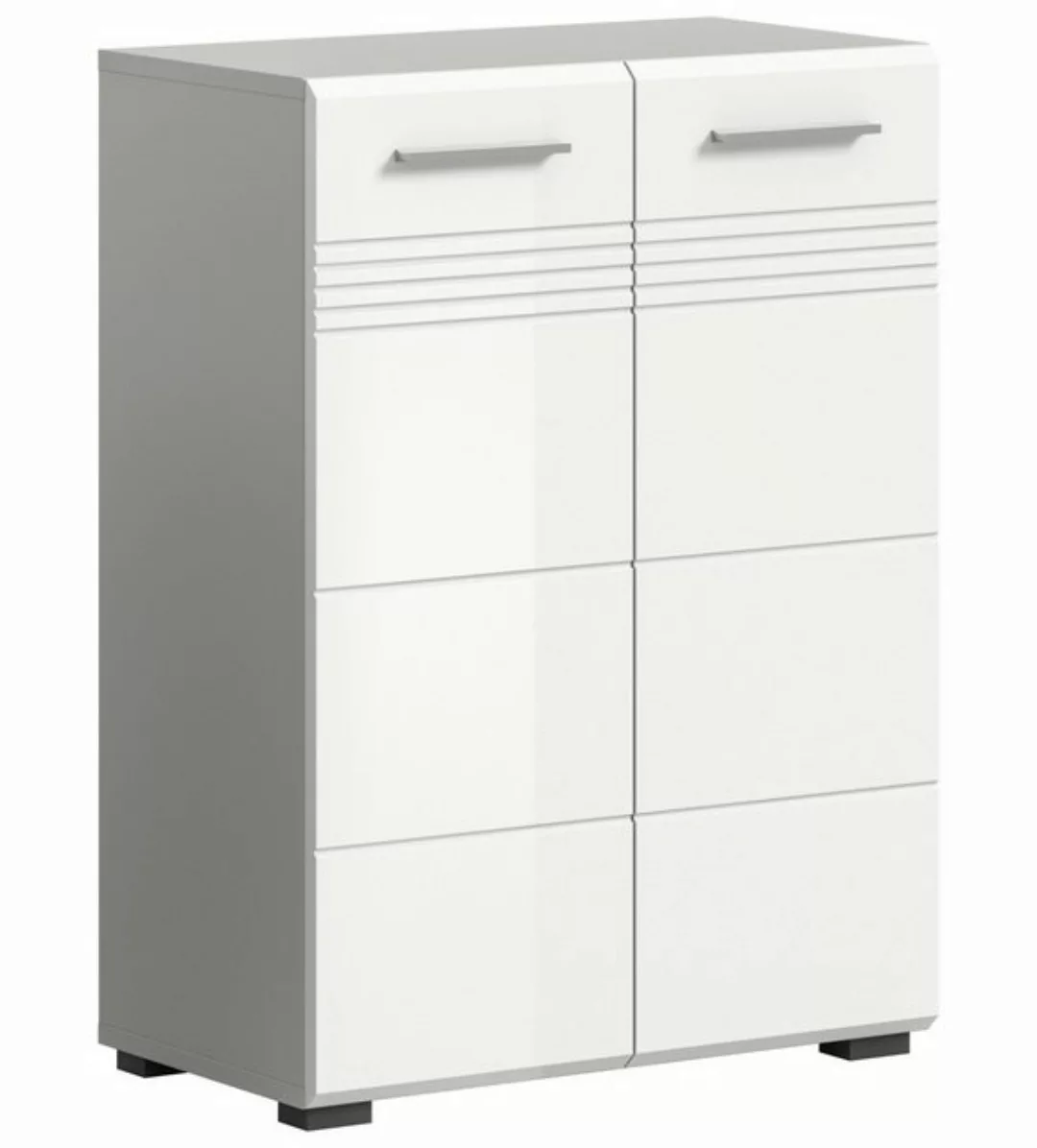 freiraum Midischrank Copa in Hellgrau / Weiß Hochglanz - 60x80x30cm (BxHxT) günstig online kaufen