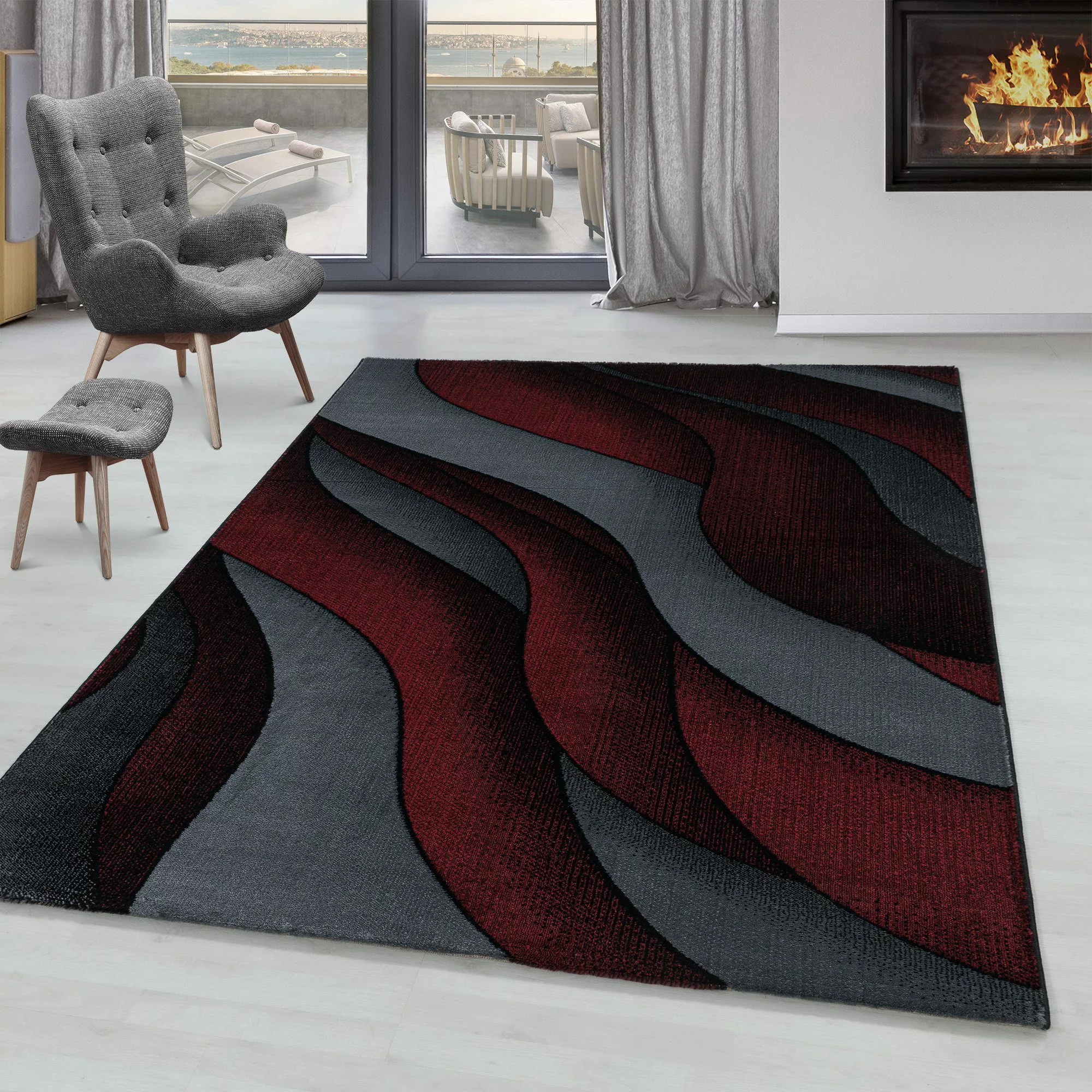 SIMPEX24 Designteppich Wellen Design, Rechteckig, Höhe: günstig online kaufen