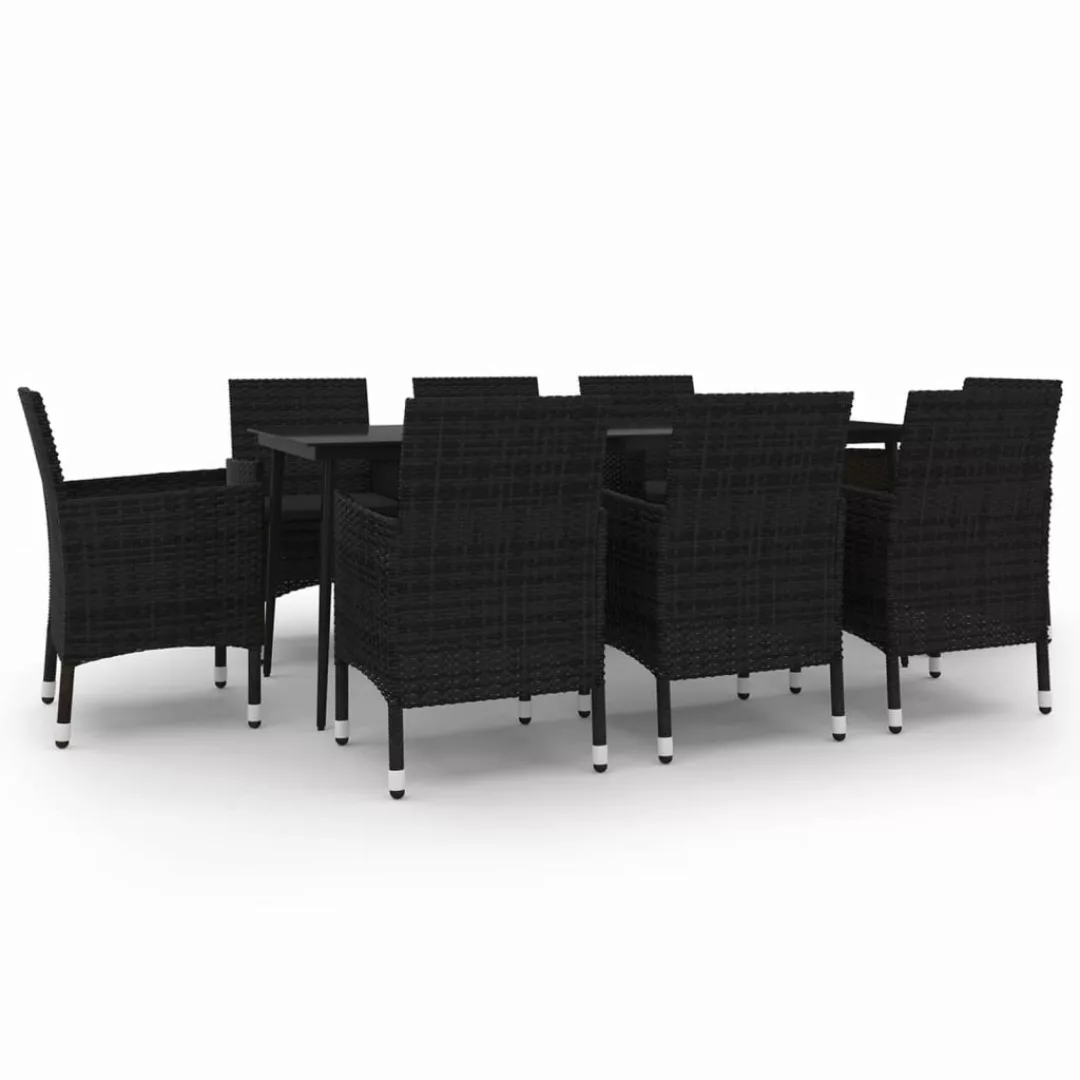 Vidaxl 9-tlg. Garten-essgruppe Mit Kissen Poly Rattan Und Glas günstig online kaufen