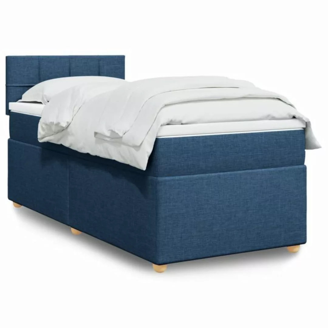 vidaXL Boxspringbett, Boxspringbett mit Matratze Blau 90x200 cm Stoff günstig online kaufen