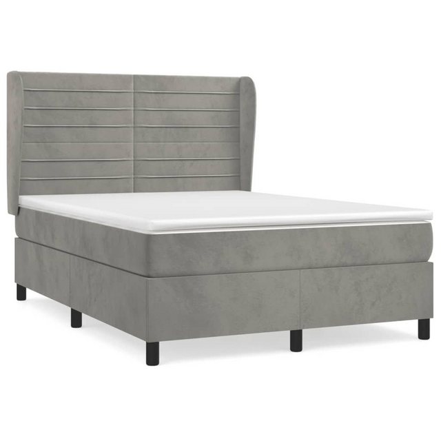 vidaXL Bettgestell Boxspringbett mit Matratze Hellgrau 140x190 cm Samt Bett günstig online kaufen