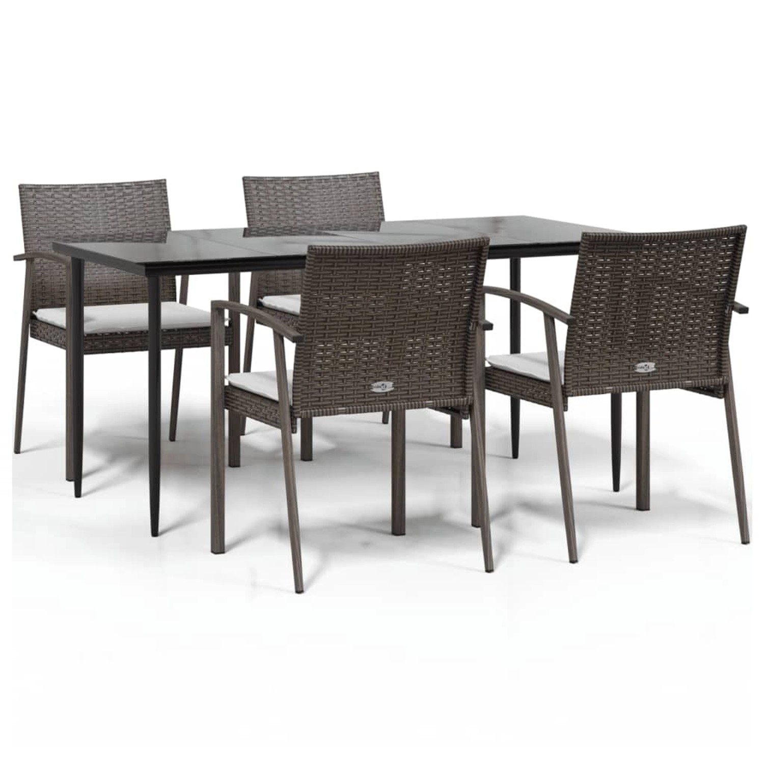 vidaXL 5-Tlg Garten-Essgruppe mit Kissen Poly Rattan und Stahl 3186977 günstig online kaufen