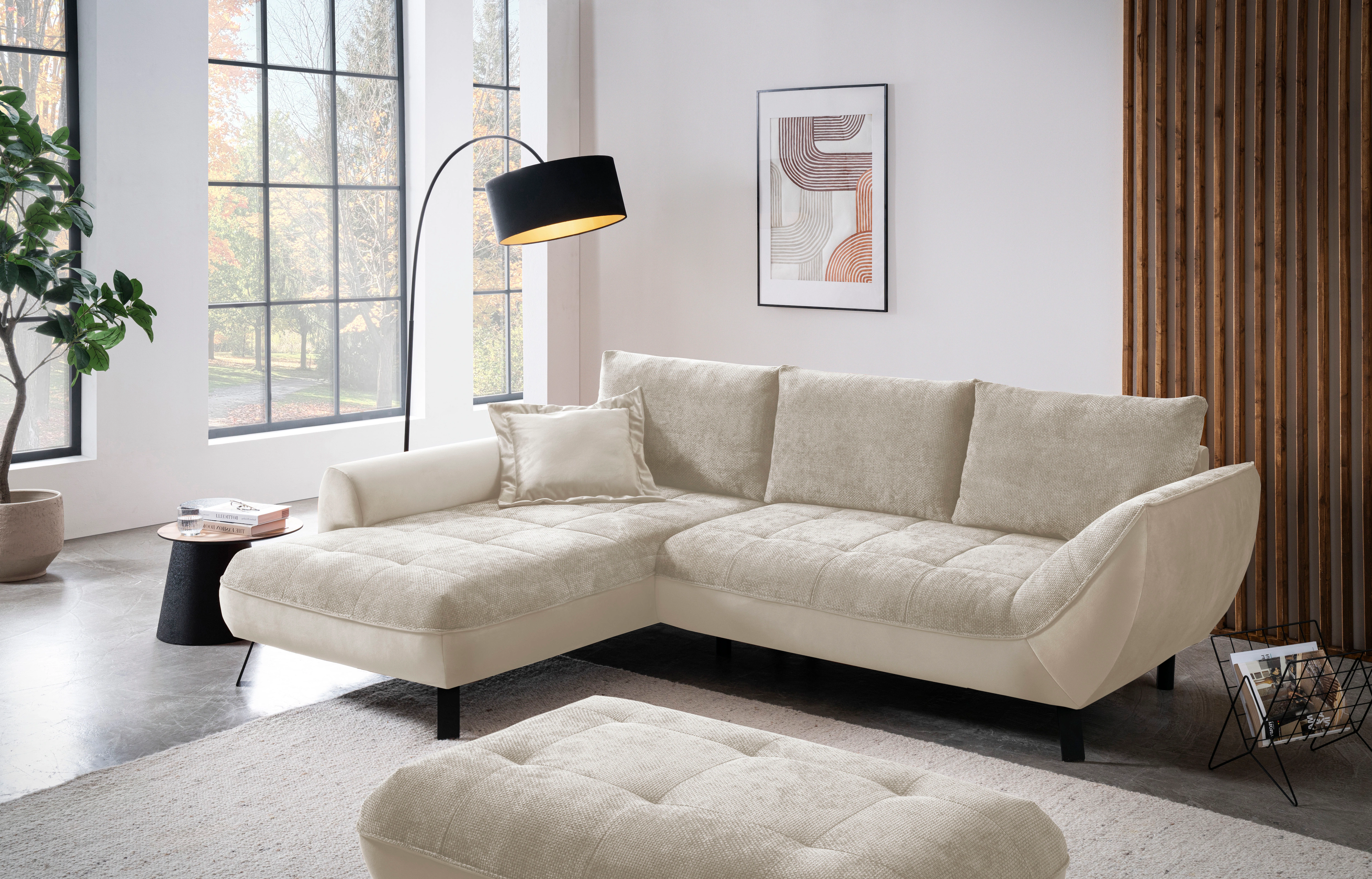 exxpo - sofa fashion Ecksofa "Bellinii, Materialmix, Strukturbezug und pfle günstig online kaufen