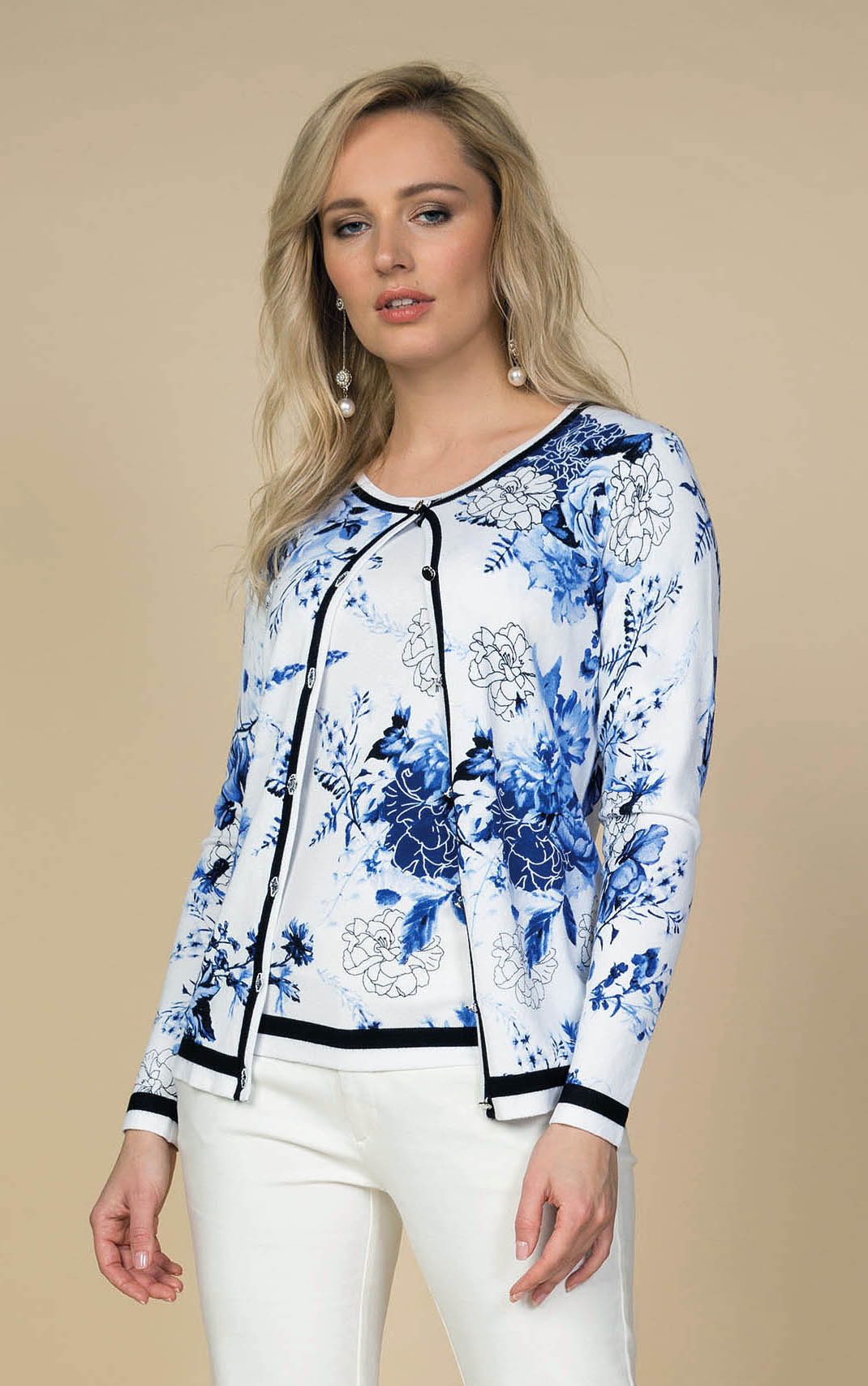 Passioni 2-in-1-Strickjacke mit floralem Print und günstig online kaufen