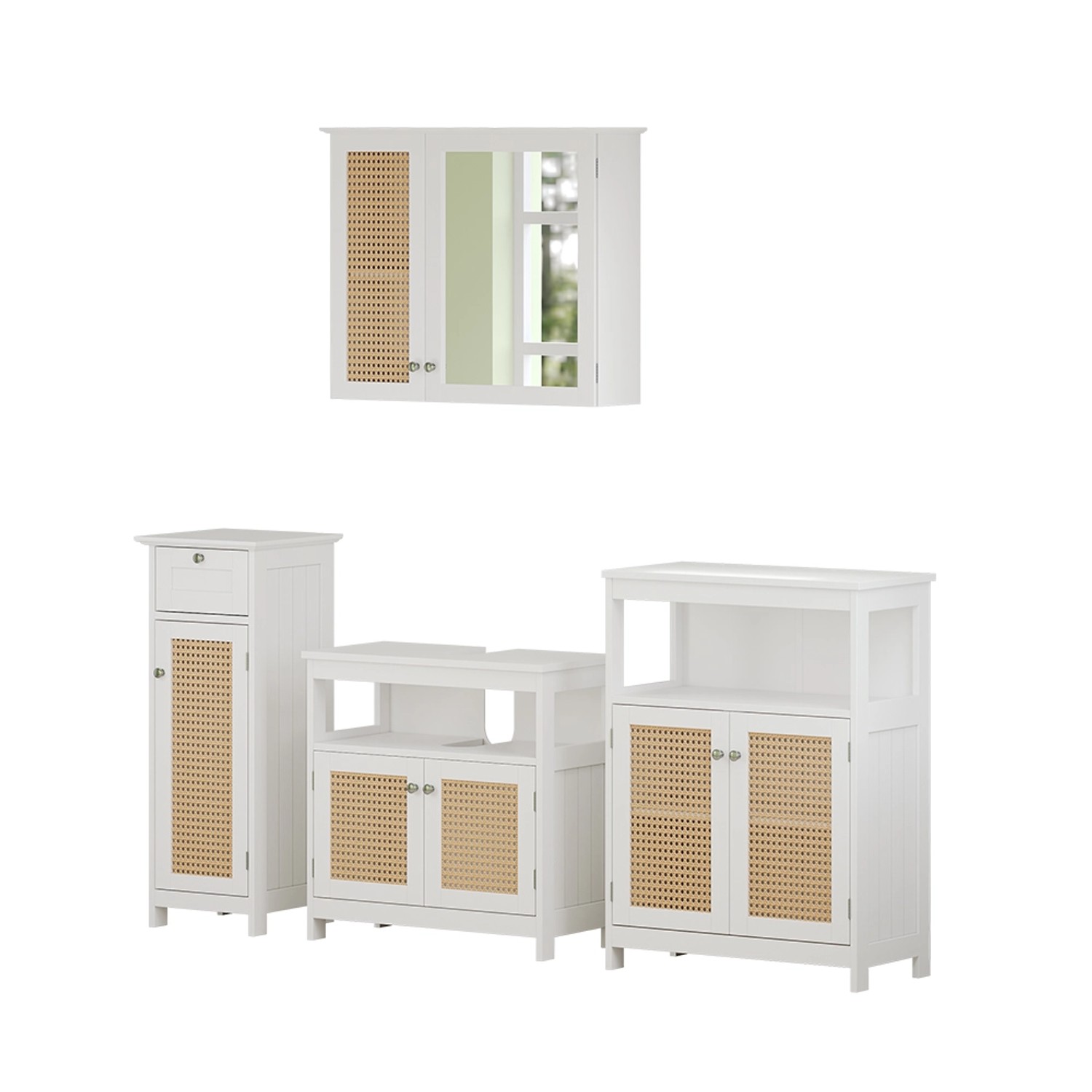 Vicco Badmöbel-Set Rosario Weiß 4 Teile mit Midischrank günstig online kaufen