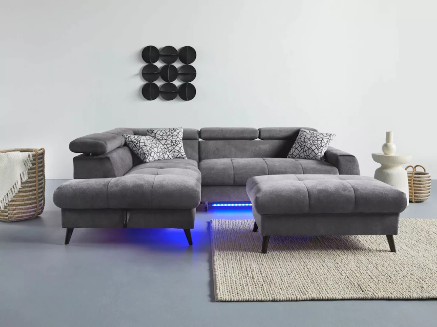 COTTA Ecksofa "Mia L-Form mit 3 Zierkissen", wahlweise mit Bettfunktion, Be günstig online kaufen