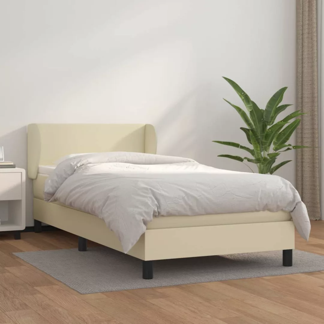 Vidaxl Boxspringbett Mit Matratze Creme 100x200 Cm Kunstleder günstig online kaufen