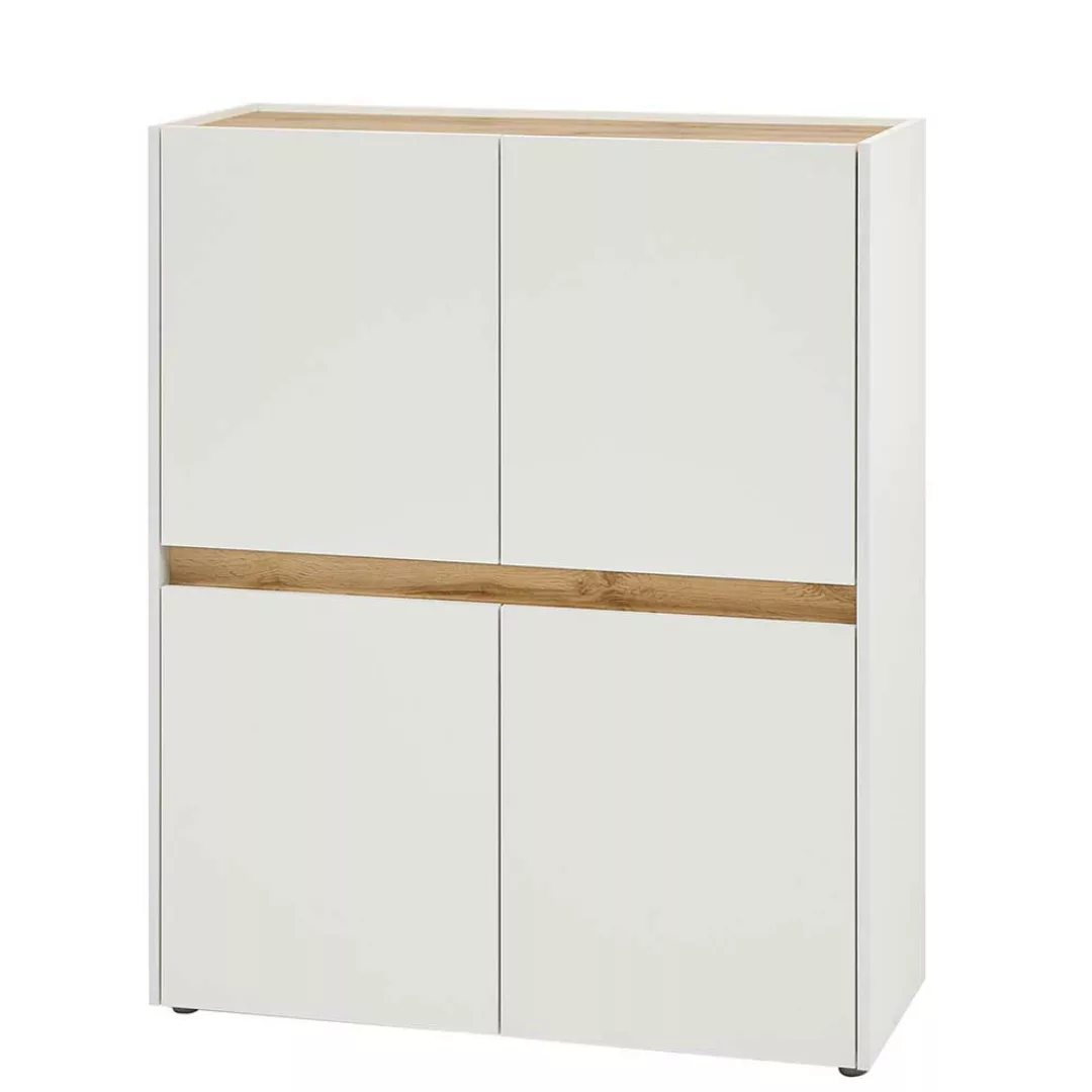 Möbel Set 5-teilig Wohn- Arbeitszimmer Weiß (fünfteilig) günstig online kaufen