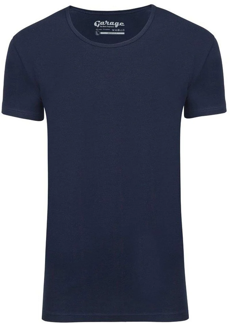Garage Stretch Basic T-Shirt Dunkelblau Tiefer Rundhals - Größe S günstig online kaufen