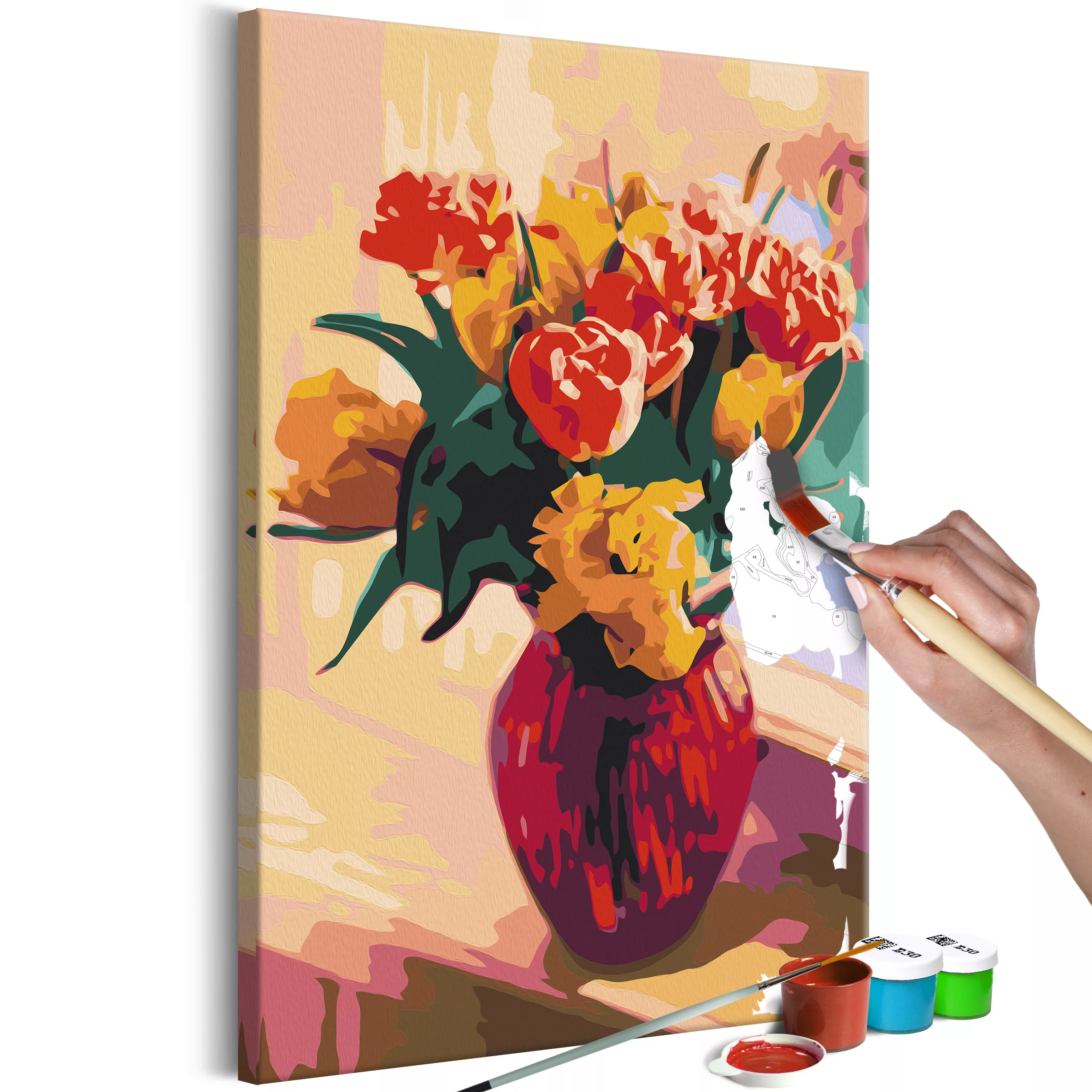 Malen Nach Zahlen - Tulips In Red Vase günstig online kaufen