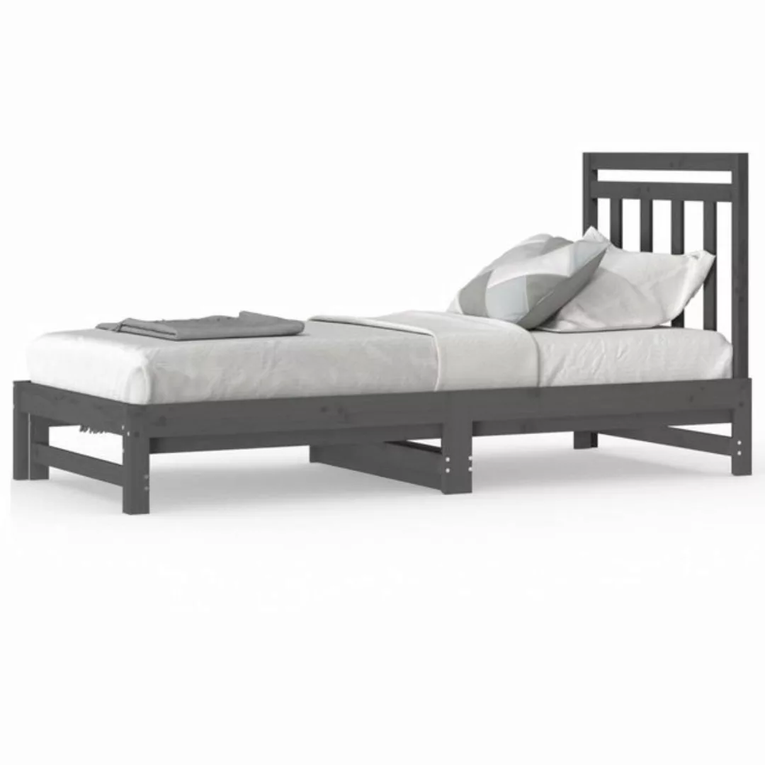 furnicato Bett Tagesbett Ausziehbar Grau 2x(90x200) cm Massivholz Kiefer (1 günstig online kaufen