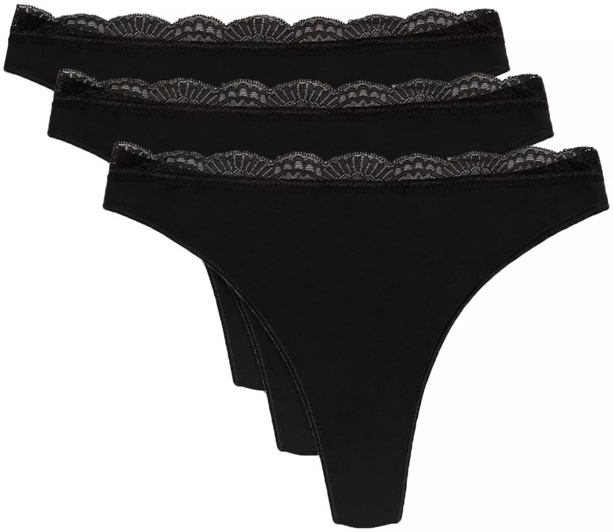 YSABEL MORA Tanga "BASIC COLLECTION COTTON WITH LACE", (3er Pack), nicht nu günstig online kaufen