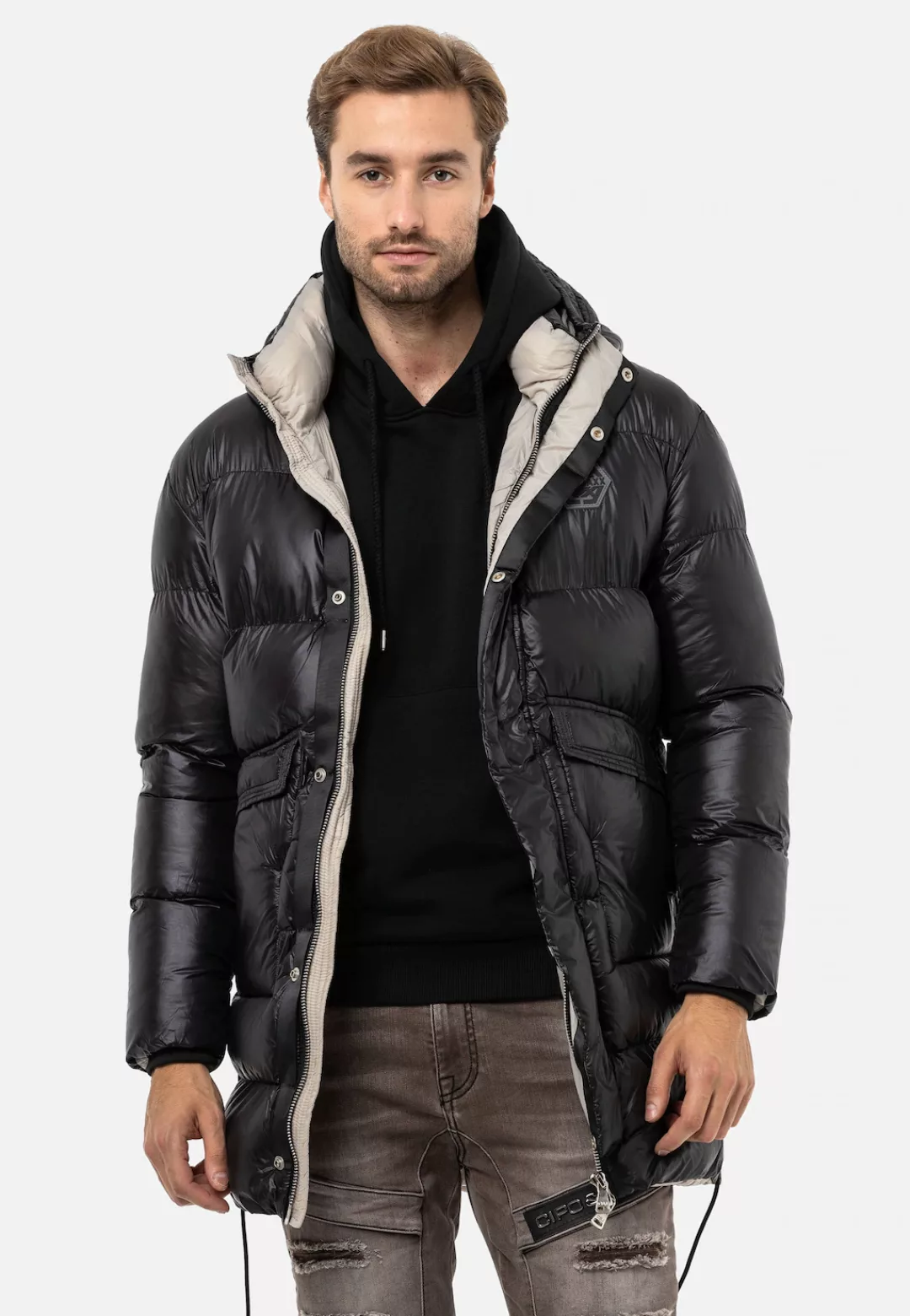 Cipo & Baxx Winterjacke "Jacke", mit Kapuze, mit Kapuze und Kunstfellbesatz günstig online kaufen