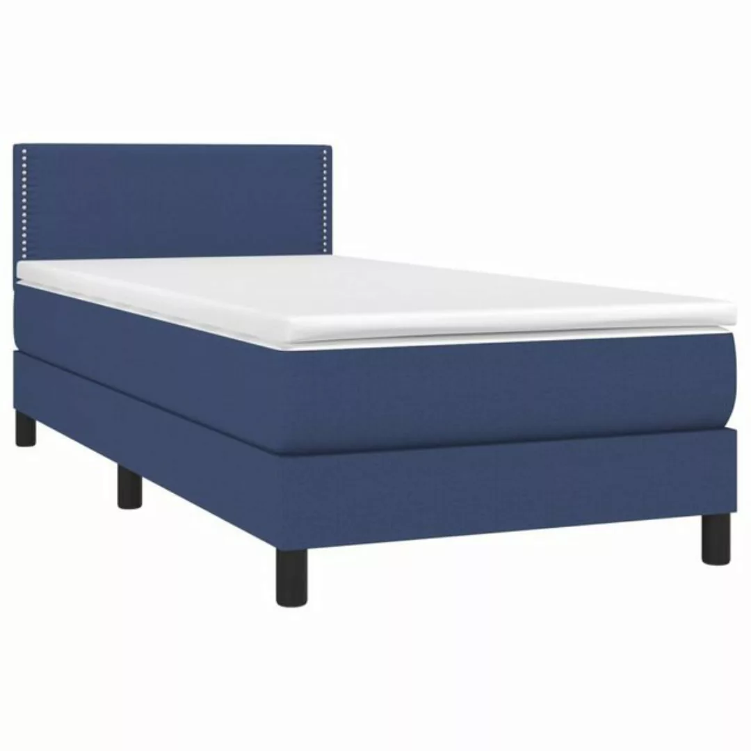 vidaXL Bett Boxspringbett mit Matratze Blau 90x200 cm Stoff günstig online kaufen