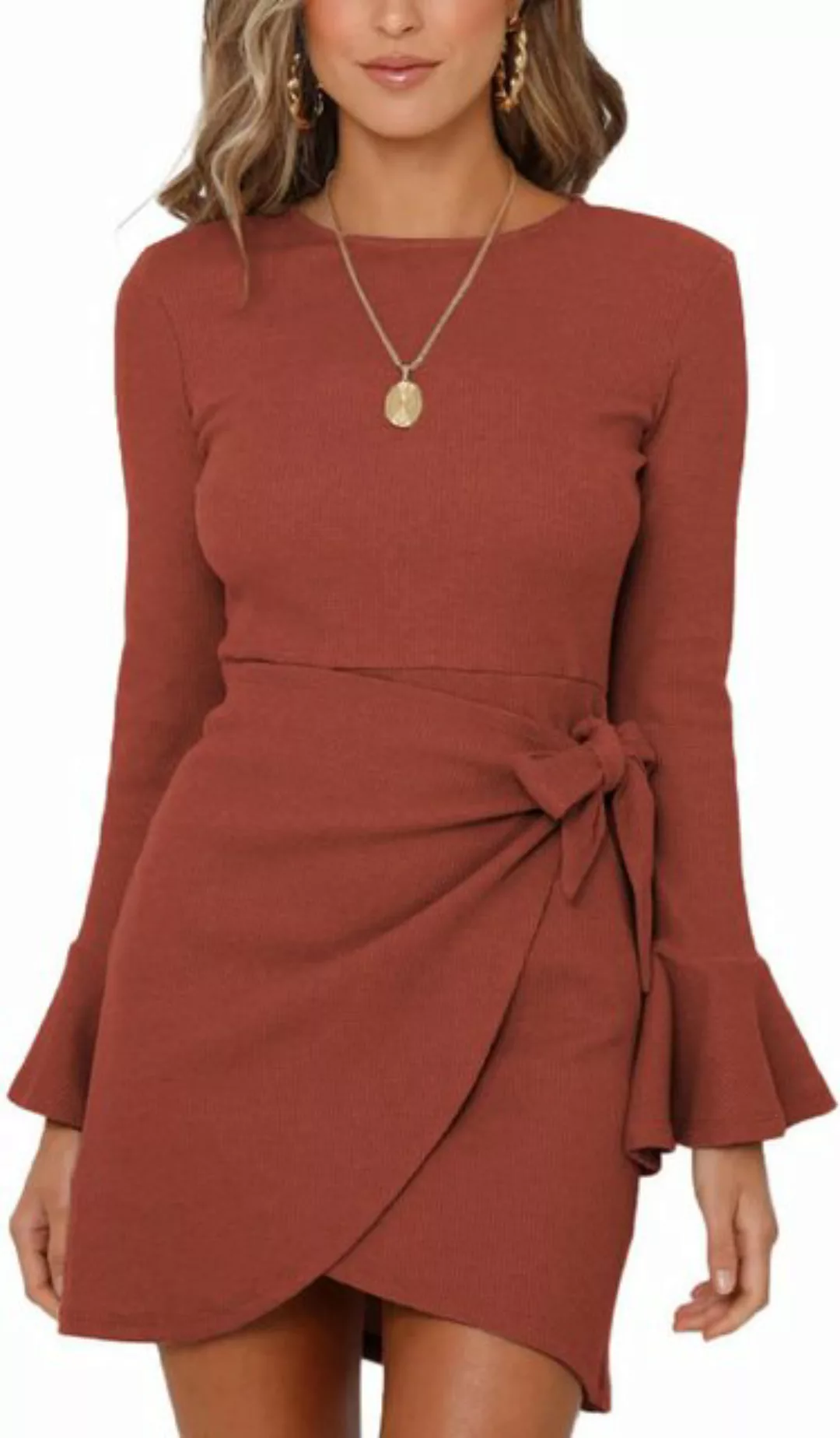 ZWY 2-in-1-Kleid Wickelkleider für Damen,igurbetontes Mini mit langen Glock günstig online kaufen