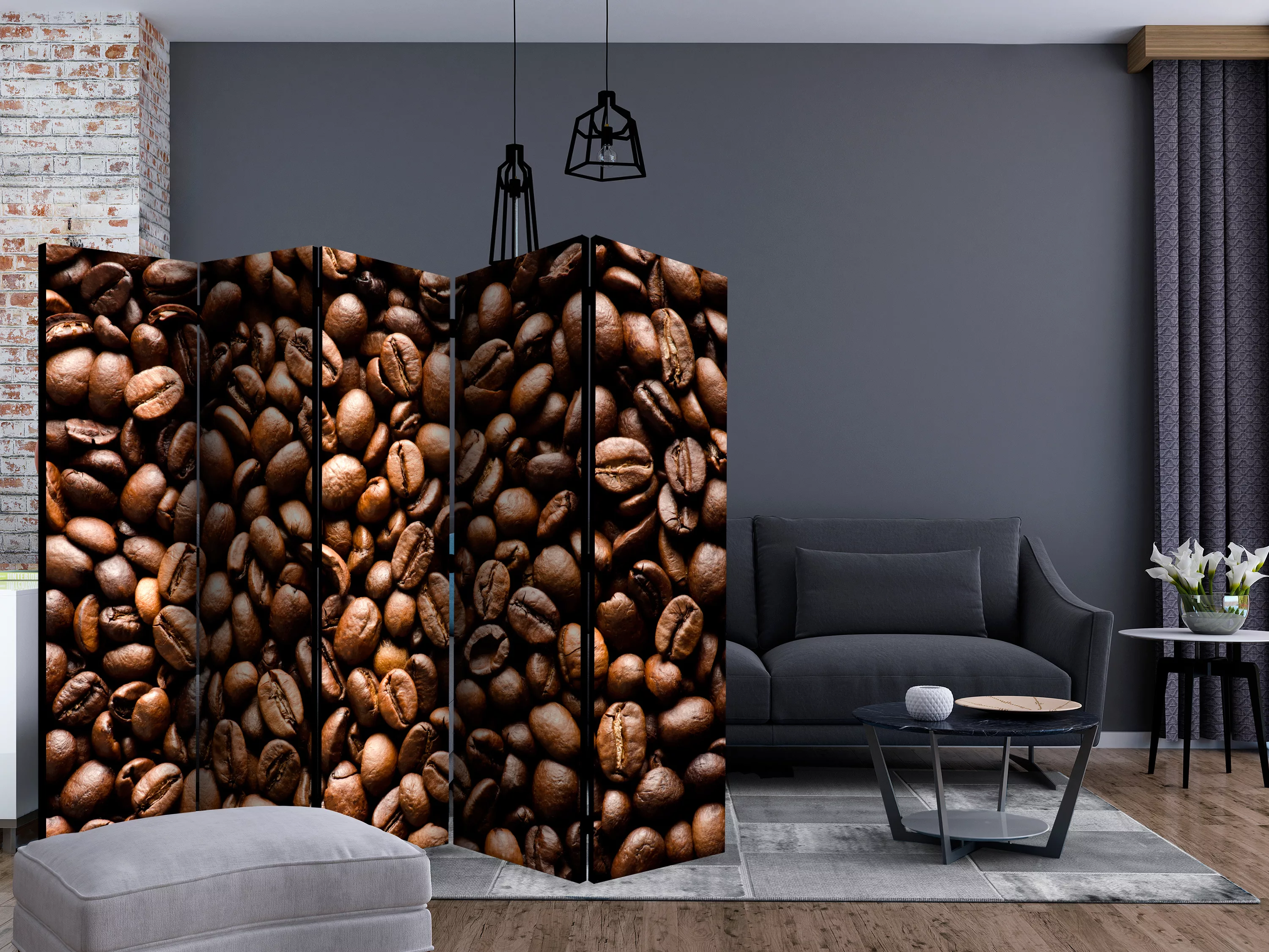 5-teiliges Paravent - Roasted Coffee Beans Ii [room Dividers] günstig online kaufen