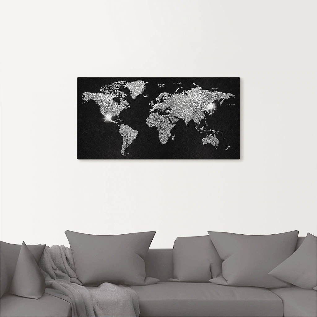 Artland Wandbild "Weltkarte Glitzer", Land- & Weltkarten, (1 St.), als Alub günstig online kaufen