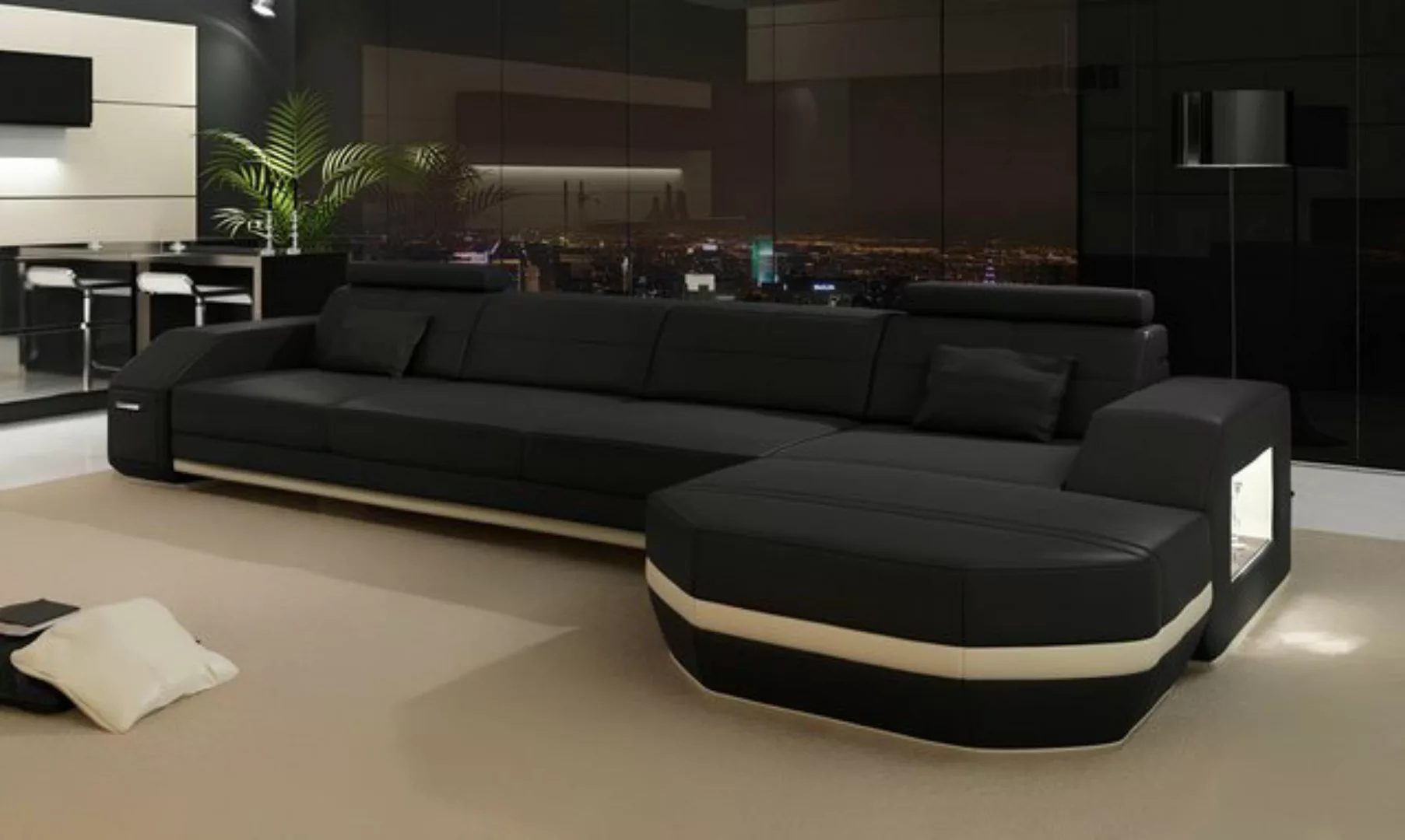 JVmoebel Ecksofa Design Ecksofa mit USB Couch Polster Eck Garnitur Ledersof günstig online kaufen