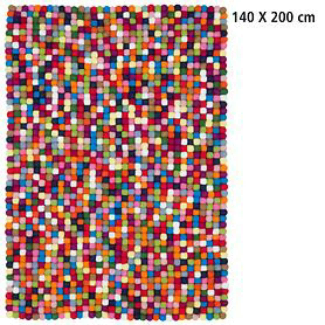 myfelt - Lotte Filzkugelteppich rechteckig - multicolor/140x200 cm günstig online kaufen