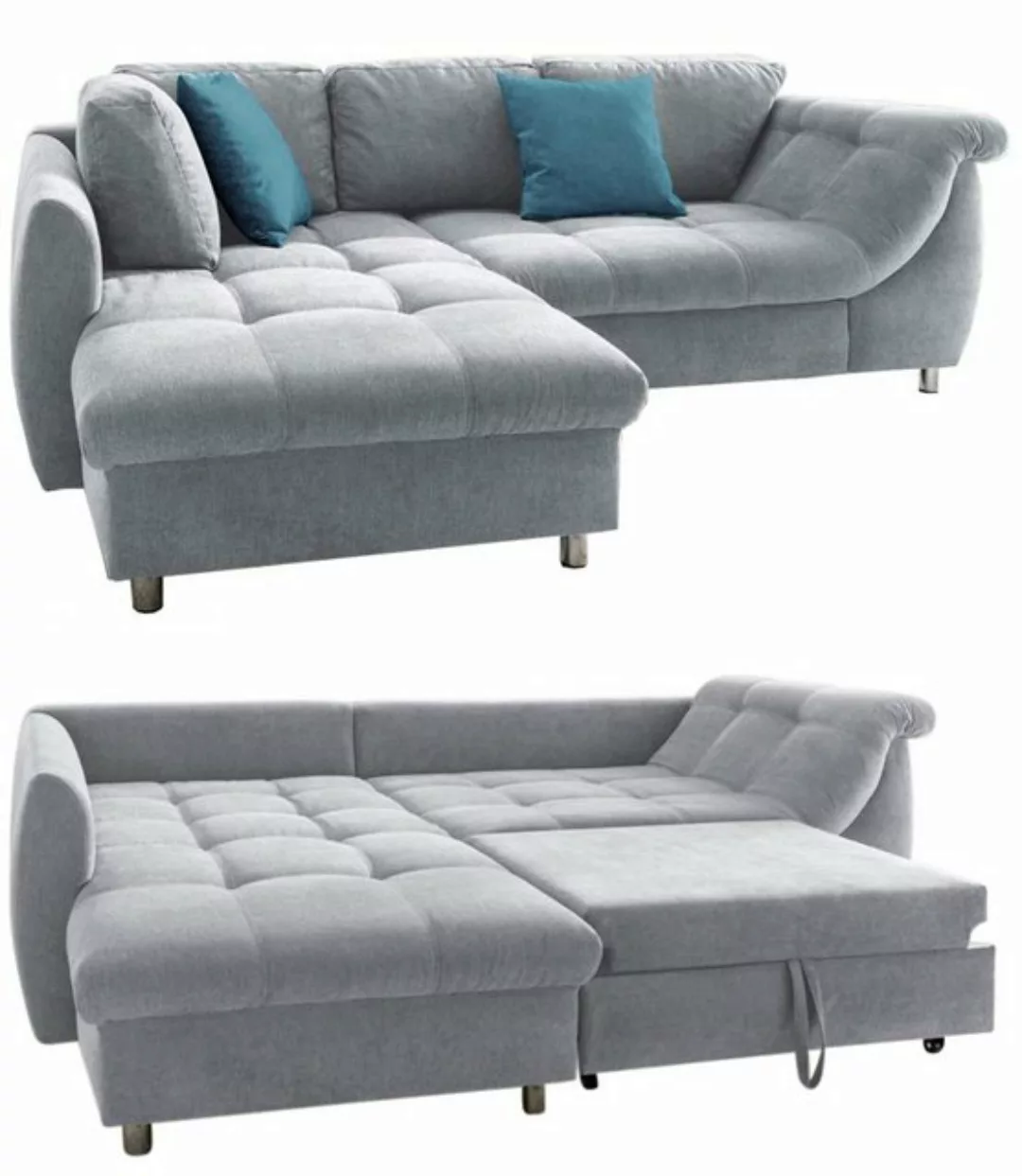 luma-home Ecksofa 17110, 250x190 cm, Ottomane links, Bettfunktion, Wellenun günstig online kaufen